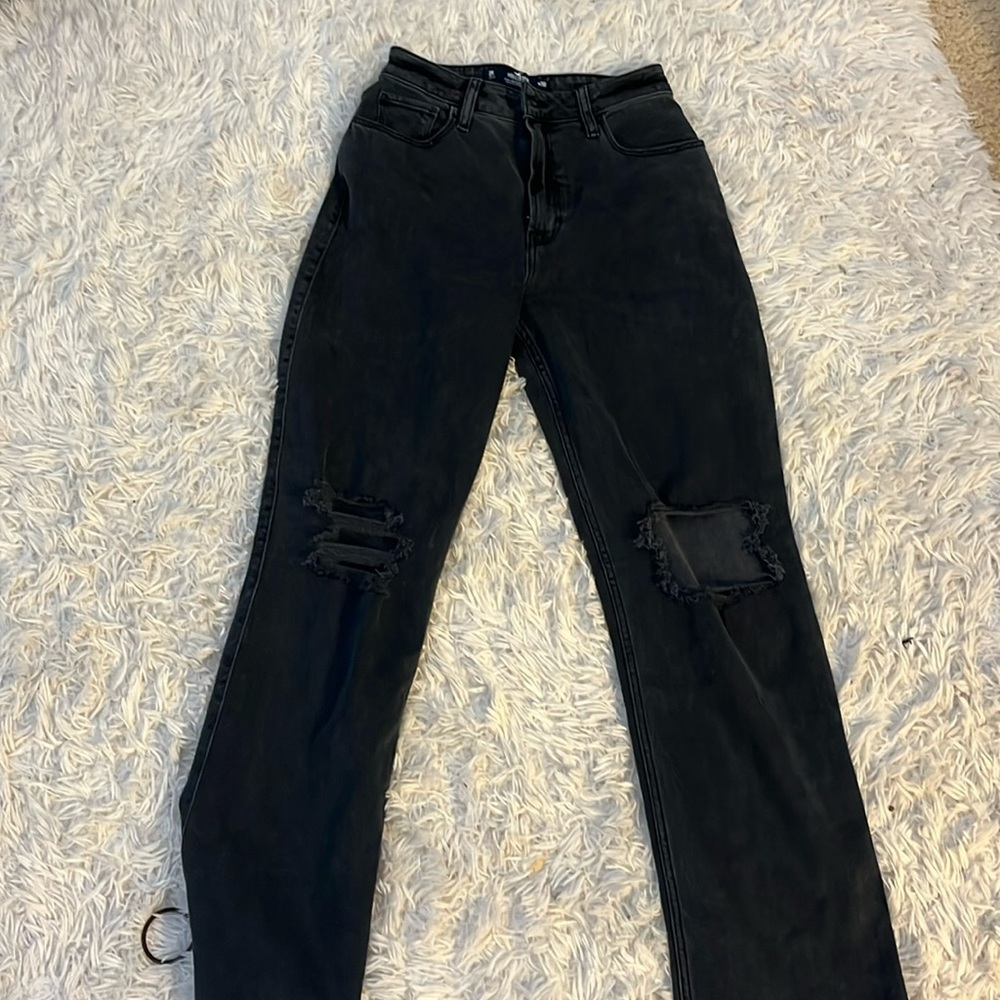 black ripped dad jeans